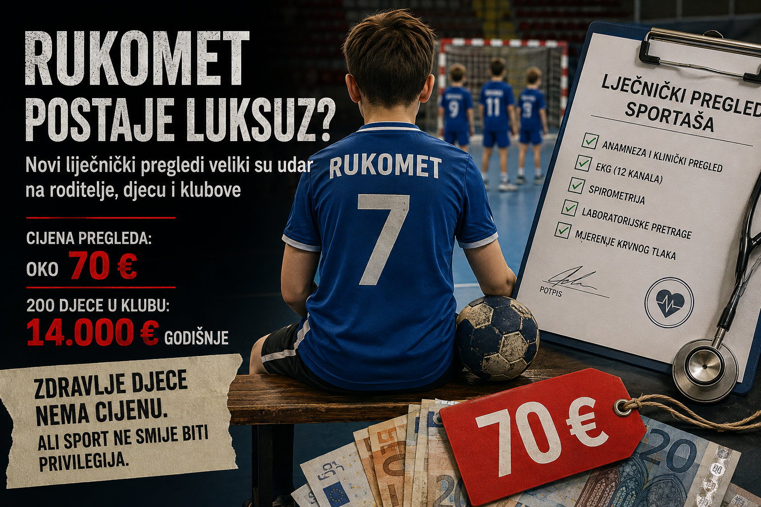 RUKOMET POSTAJE LUKSUZ? Novi liječnički pregledi veliki su udar na roditelje, djecu i klubove