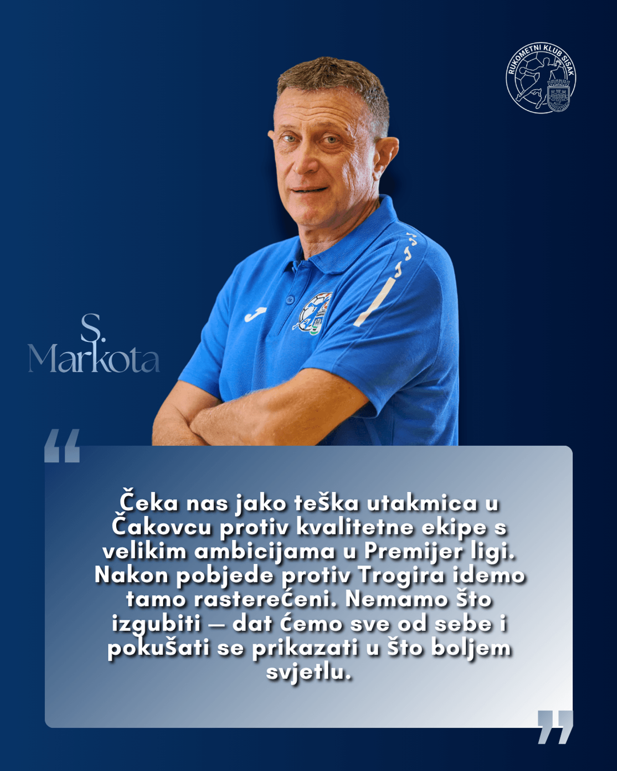 Siniša Markota, trener RK Sisak